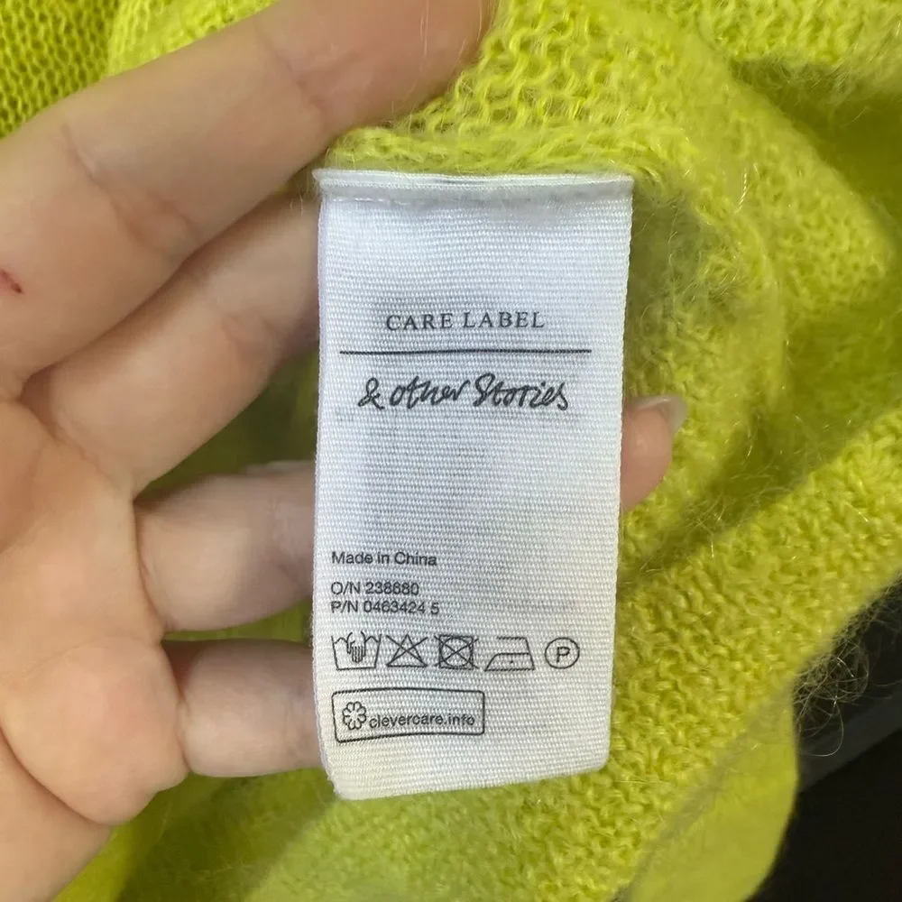 & Other Stories Knit Neon Yellow Mohair Blend Sweater